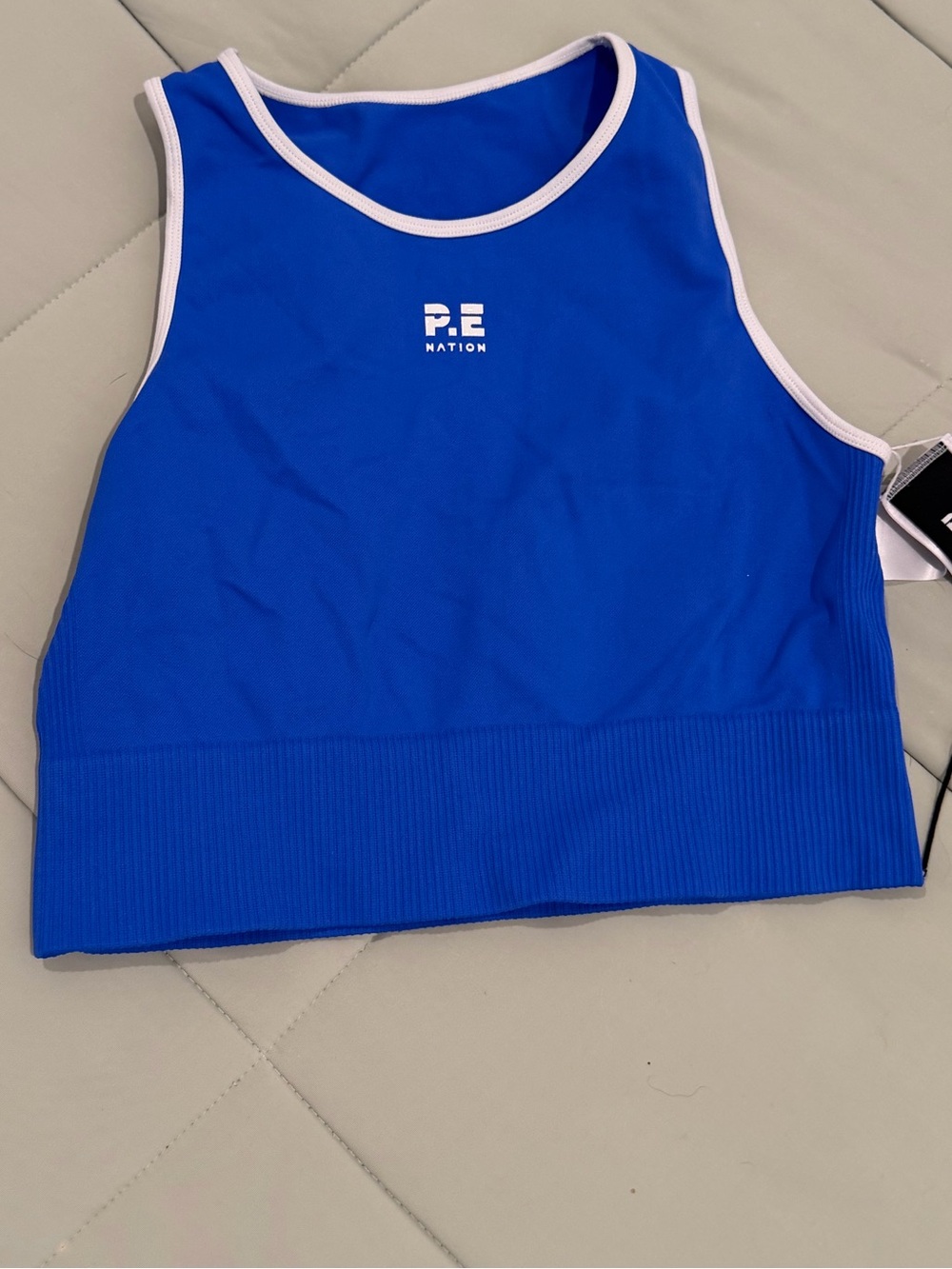 P.E Nation Blue Ribbed Crop Tank - Picture 1 of 2